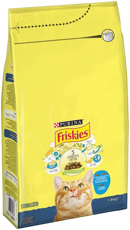 Friskies 1,4kg Sterilised Cats Lohta ja Kasviksia kissanruoka
