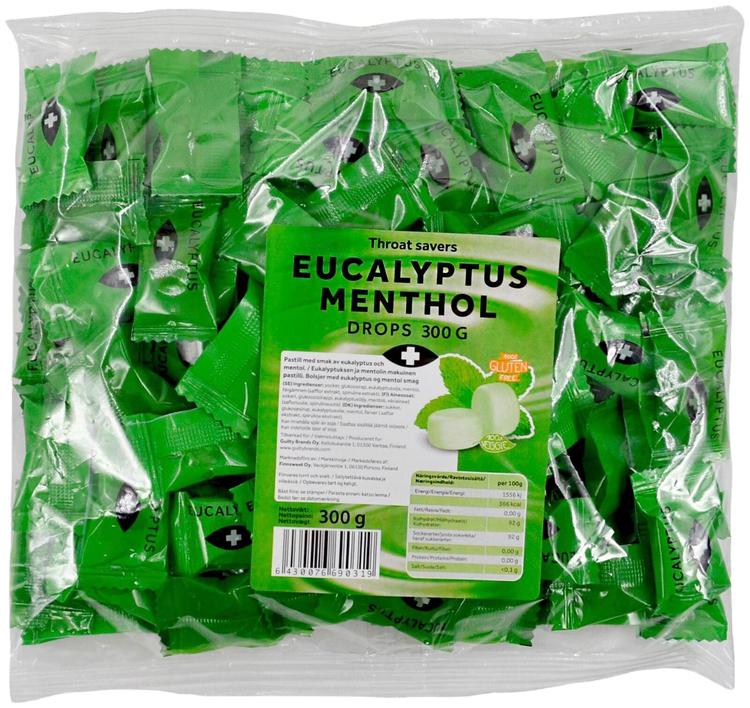 Finnsweet Kurkkupastilli eucalyptus-menthol 300g