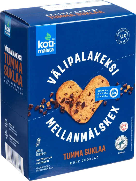 Kotimaista Välipalakeksi tumma suklaa 10 x 30g