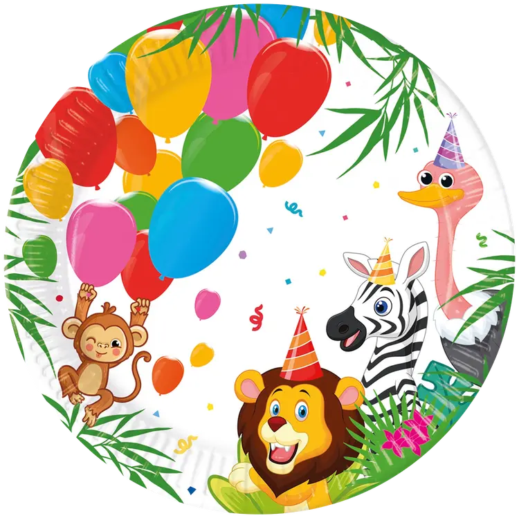 Procos Jungle Balloons FSC paperilautaset Next Generation Large 23cm