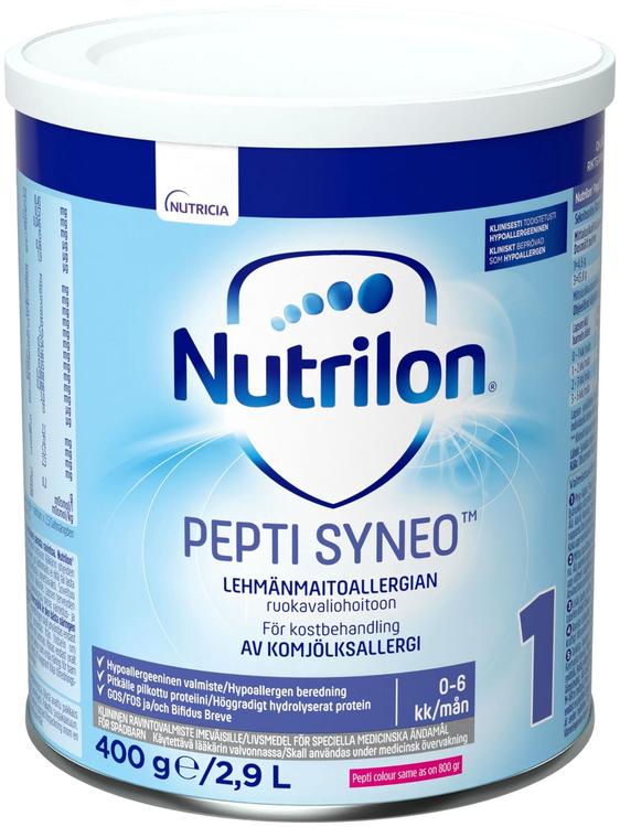 Nutrilon Pepti Syneo 1 400g, kliininen ravintovalmiste lehmänmaitoallergian ruokavaliohoitoon, jauhe, 0-6kk
