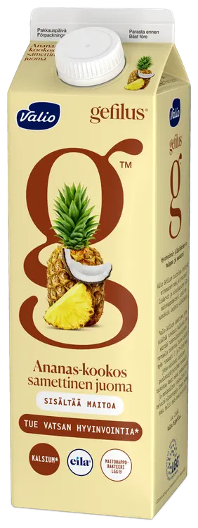 Valio Gefilus® samettinen juoma 1 l ananas-kookos laktoositon