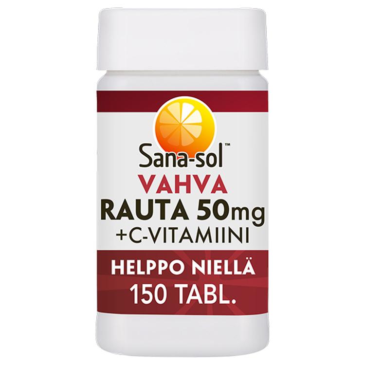 Sana-sol vahva rauta 50 mg + C-vitamiini ravintolisä 150 tabl / 84 g