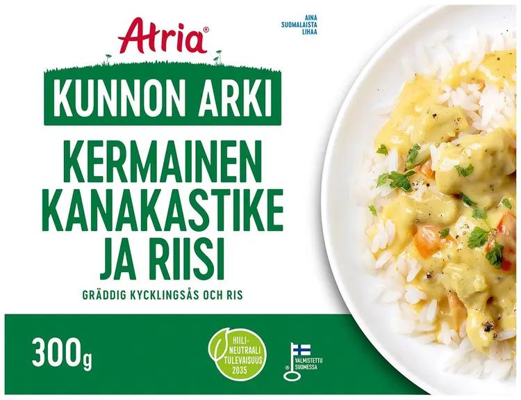 Atria Kunnon Arki Kermainen Kanakastike ja Riisi 300g