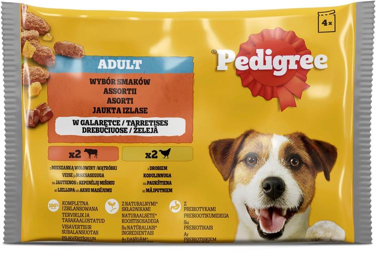 Koeraeine PEDIGREE täiskasv.veis.linnulih 4x100g