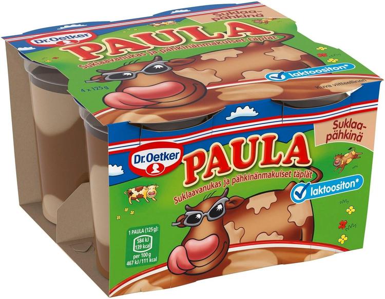 Dr. Oetker PAULA Suklaavanukas ja pähkinänmakuiset täplät LAKTOOSITON 4x125g
