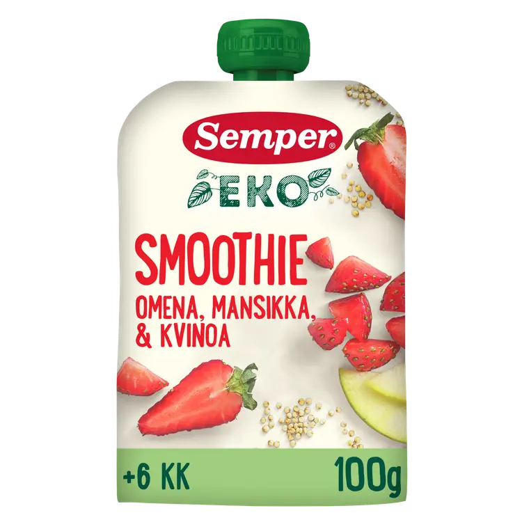 Semper EKO Smoothie Omena mansikka & kvinoa 6kk hedelmäsose 100g