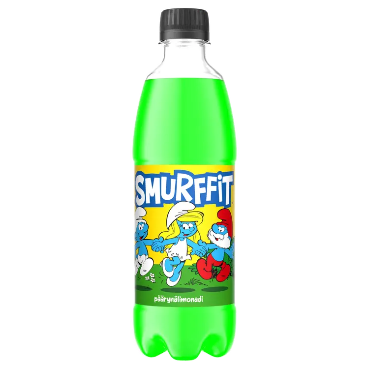 Smurffit Päärynälimonadi virvoitusjuoma muovipullo 0,5 L