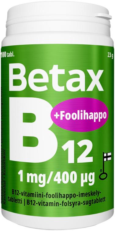 Betax B12  -vitamiini 1mg + Foolihappo imeskelytabletti, 100 tabl., Vitabalans