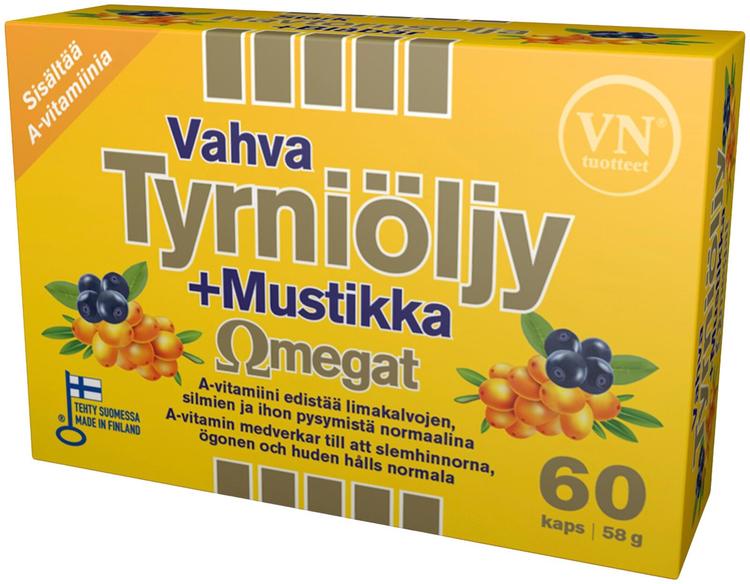 Vahva Tyrniöljy+Mustikka Omegat 60 kaps - ravintolisä Via Naturale