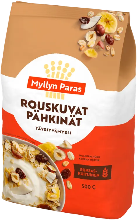 Myllyn Paras Rouskuvat Pähkinät täysjyvämysli 500g