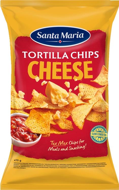 Santa Maria Tortilla Chips Cheese juuston makuiset maissitortillalastut 475 g