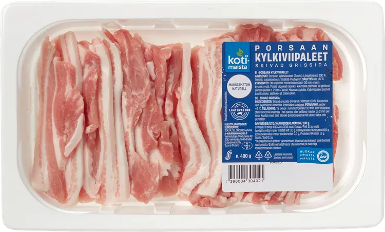 Kotimaista porsaan kylkiviipaleet n. 400 g