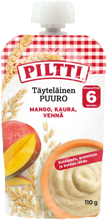 Piltti 110g Täyteläinen puuro Mango, kaura & vehnä 6kk