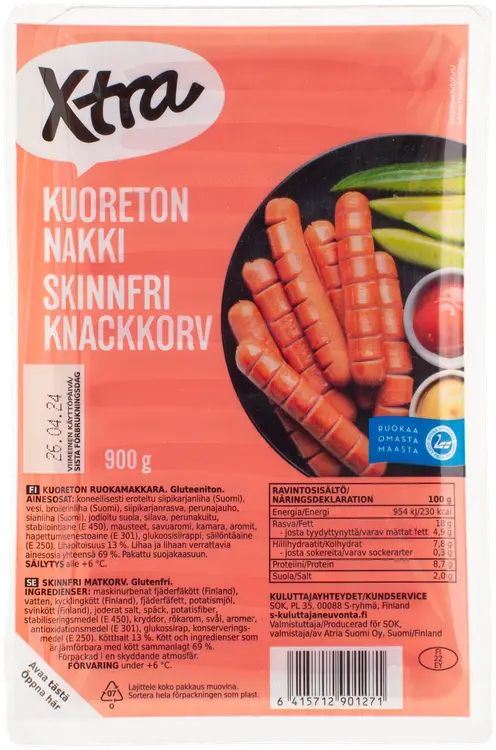 Xtra kuoreton nakki 900 g
