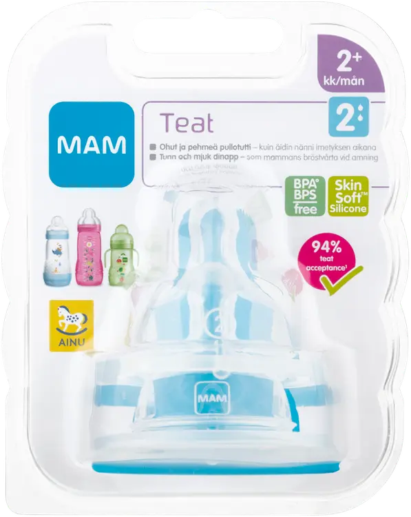 Ainu Mam Teat 2 2kpl 2+kk normaali silikonipullotutti