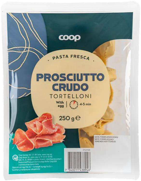 Coop Tortelloni tuorepasta ilmakuivattu kinkku 250 g