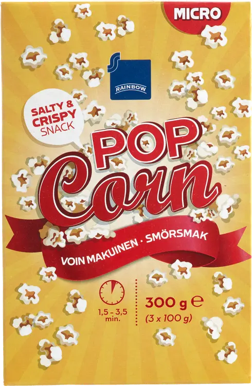 Rainbow voin makuinen mikropopcorn 3x100g