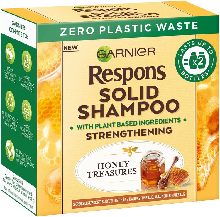 Garnier Respons Honey Treasures Solid Shampoo palashampoo haurastuneille, kuluneille hiuksille 60g