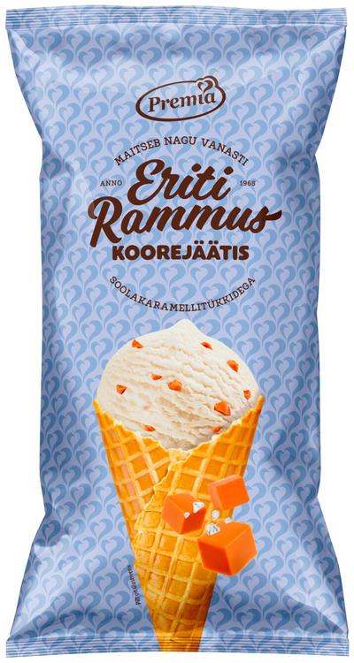 Eriti Rammus soolakaramellitükkidega koonusjäätis 110g / 200ml