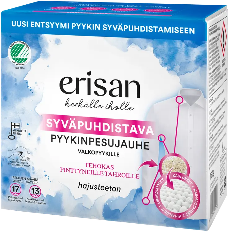 Erisan Syväpuhdistava Pyykinpesujauhe Valkopyykille 750g