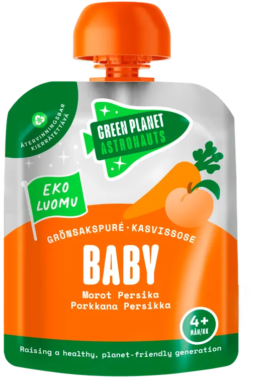 Green Planet Astronauts Luomu Porkkana-Persikkasose 4kk 70g