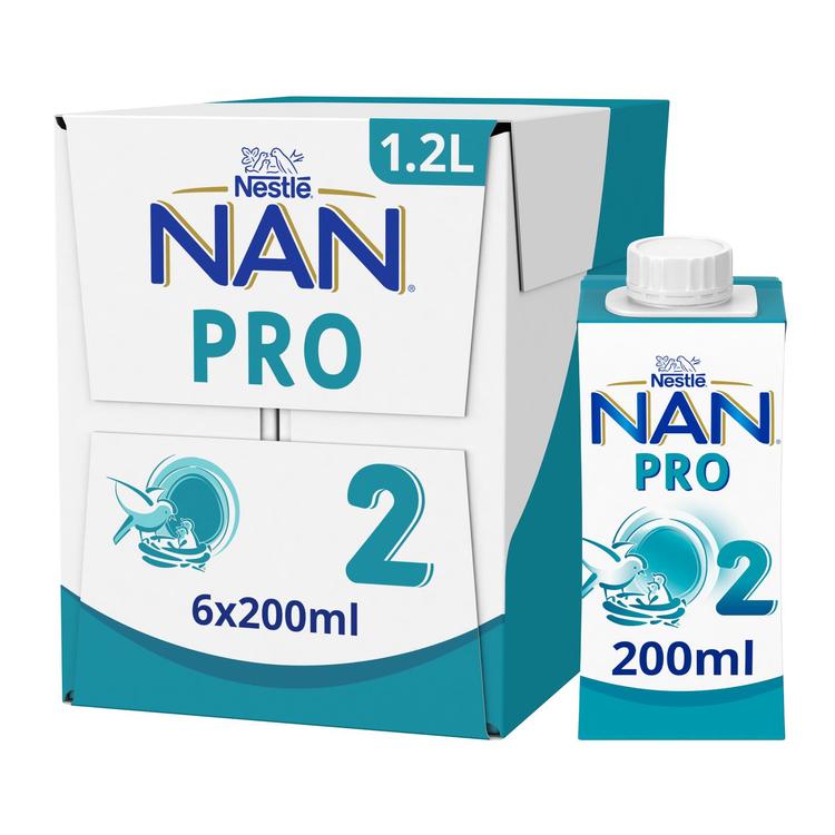 6x Nestlé Nan 200ml Pro 2 maitopohjainen käyttövalmis vierotusvalmiste