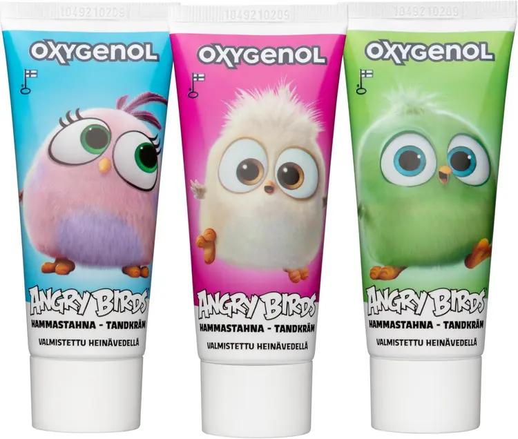 Oxygenol 50ml Angry Birds Vadelma hammastahna 6+ Hatchlings