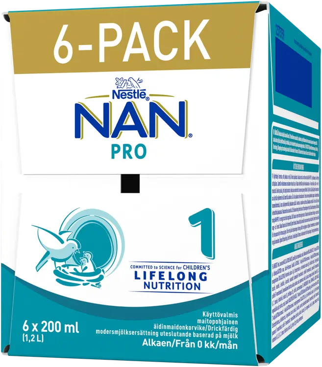6x Nestlé NAN PRO 1 Äidinmaidonkorvike 200ml