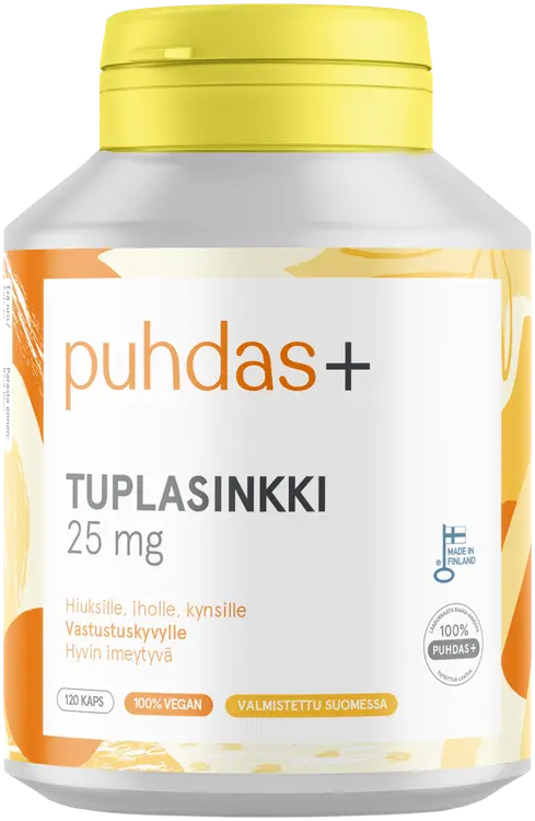 Puhdas+ Tuplasinkki 25mg 120 kaps