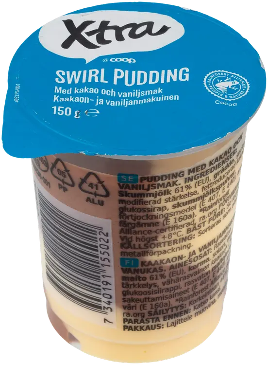 Xtra Swirl kaakaon- ja vaniljanmakuinen vanukas 150g