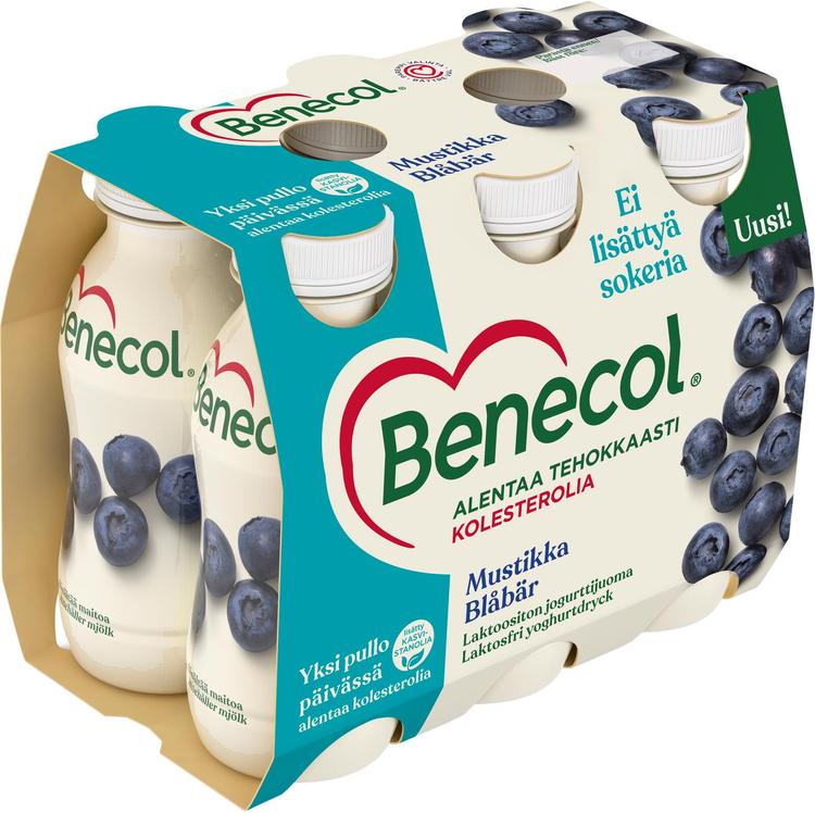Benecol 6x100g jogurttijuoma mustikka laktoositon kolesterolia alentava