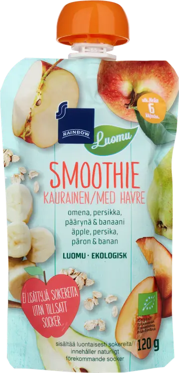 Rainbow smoothie kaura, omena, persikka & päärynä luomu 120 g 6 kk