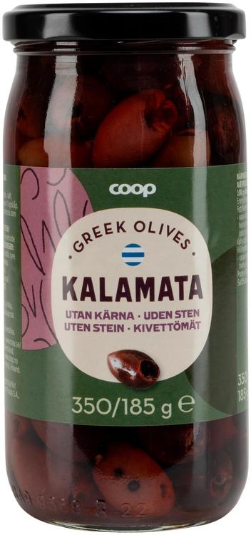 Coop Kalamata kivettömät oliivit 350/185 g