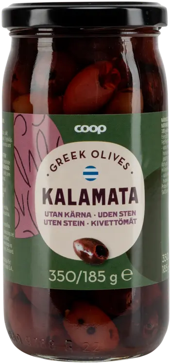 Coop Kalamata kivettömät oliivit 350/185 g