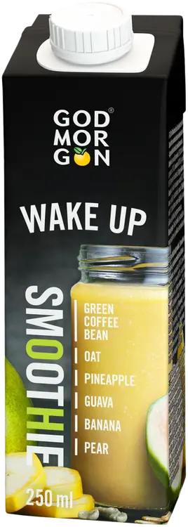 God Morgon Wake Up smoothie vihreä kahvipapu-kaura-ananas-guava-banaani-päärynä 250 ml
