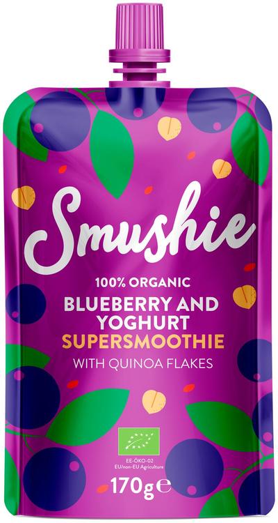 Salvest Smushie mustikapüree jogurti ja kinoahelvestega, 170g