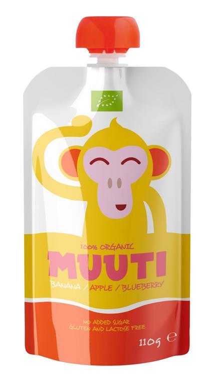 Muuti banaani-,õuna- ja mustikapüree 110 g, öko, alates 6-elukuust