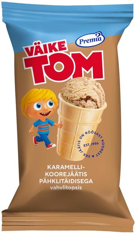 Väike Tom Karamelli Koorejäätis Metspähkli Vahvlitopsis70 G/120ml