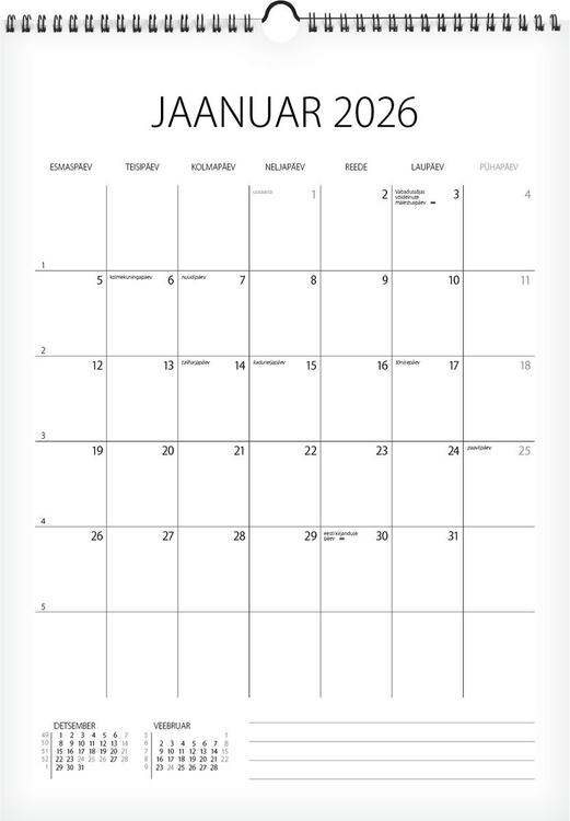 Memokalender, 297 x 210 mm, aasaga spir