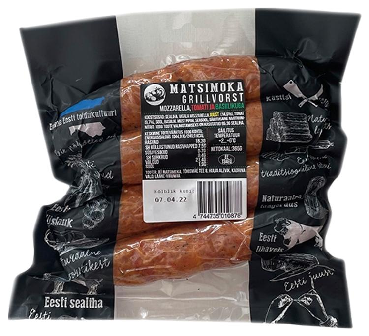 Matsimoka grillvorstid mozzarella, tomati ja basiilikuga 365g