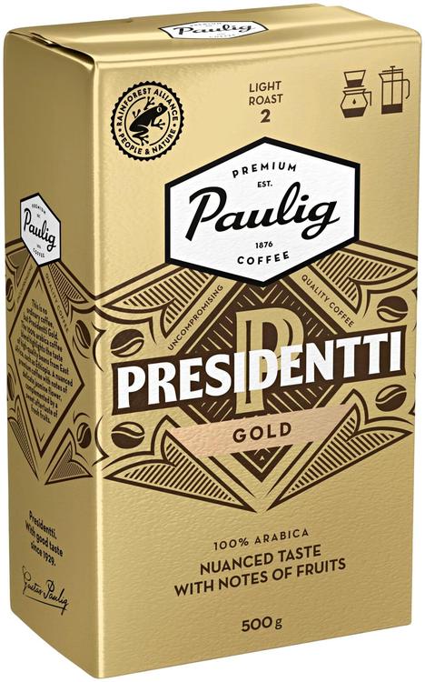 Paulig filtri- ja presskannukohv Presidentti Gold 500 g