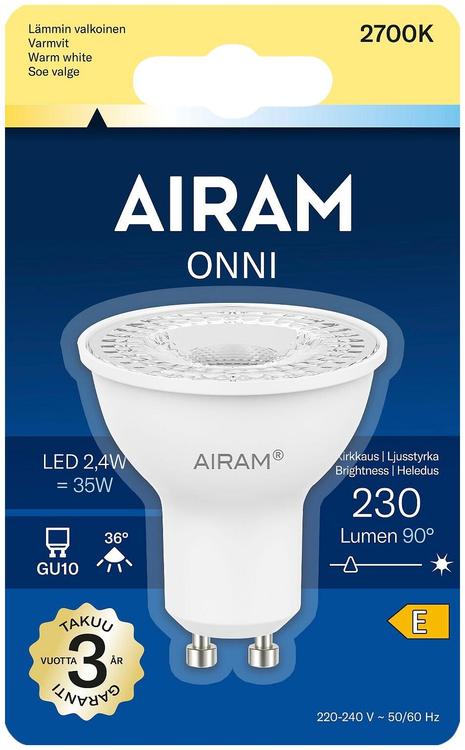Airam LED-lamp GU10 2,4W 2700K 230LM