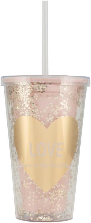 Joogitops kõrrega 3,8 dl Love kuldne