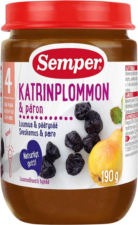 Semper ploomi-pirni-õunapüree 190g, alates 4-elukuust