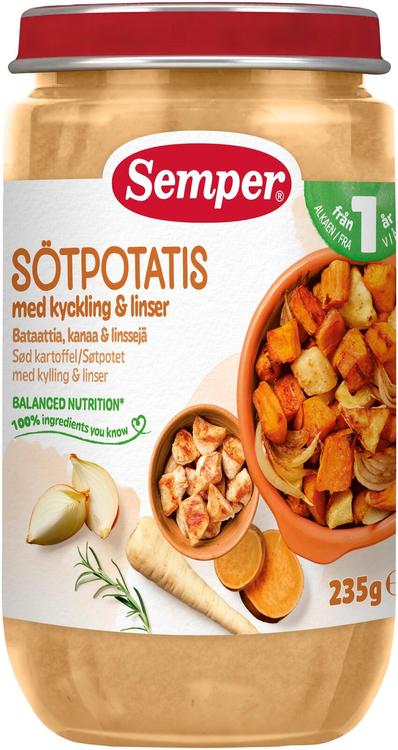 Semper bataadi-kana ja läätse püree 12k 235g