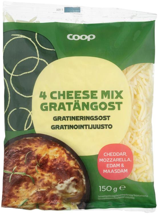 Coop riivjuust 4 juustu segu, 26% rasva, 150g