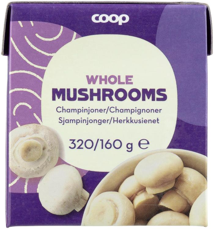 Coop terved šampinjonid soolvees 320/160g
