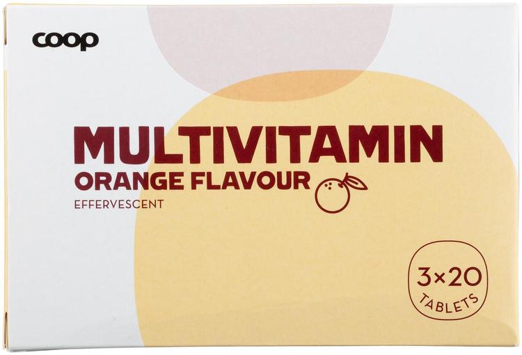 Coop apelsinimaitselised lahustuvad multivitamiinitabletid, 3 x 20 tk