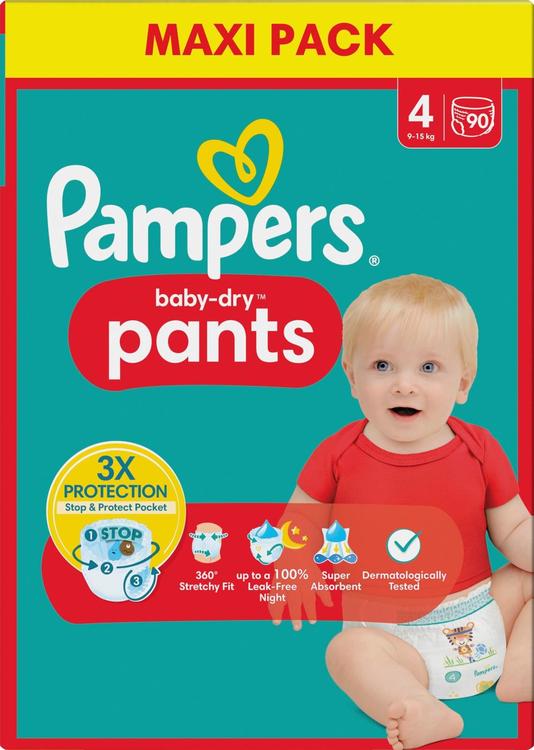 PAMPERS Baby Dry püksmähkmed S4 90 9-15kg